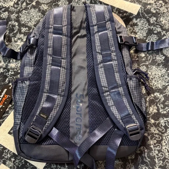 Supreme Checkered Black and Blue Backpack